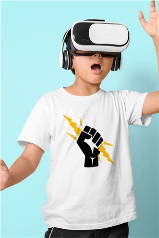 Elektrikçi Baskılı Beyaz Unisex Çocuk Tişört