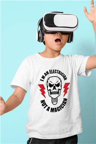Elektrikçi Beyaz Unisex Çocuk Tişört