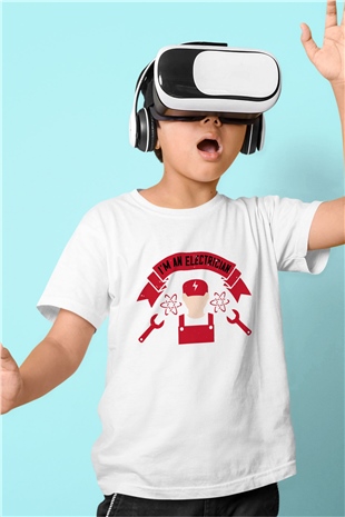 Elektrikçi Beyaz Unisex Çocuk Tişört
