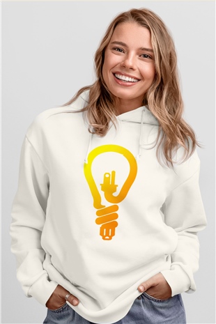 Elektrikçi Beyaz Unisex Hoodie