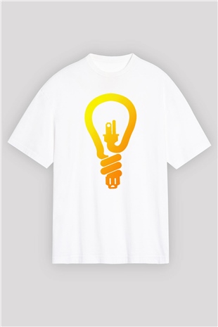 Elektrikçi Beyaz Unisex Oversize Tişört T-Shirt