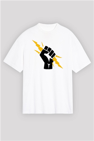 Elektrikçi Beyaz Unisex Oversize Tişört T-Shirt