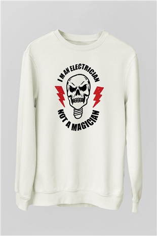 Elektrikçi Beyaz Unisex Sweatshirt