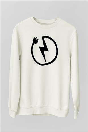 Elektrikçi Beyaz Unisex Sweatshirt