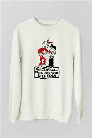 Elektrikçi Beyaz Unisex Sweatshirt