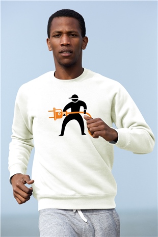 Elektrikçi Beyaz Unisex Sweatshirt