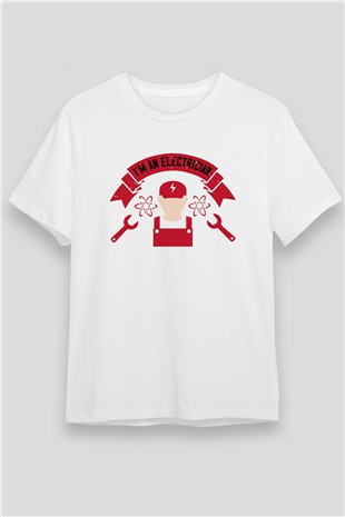 Elektrikçi Beyaz Unisex Tişört T-Shirt - TişörtFabrikası