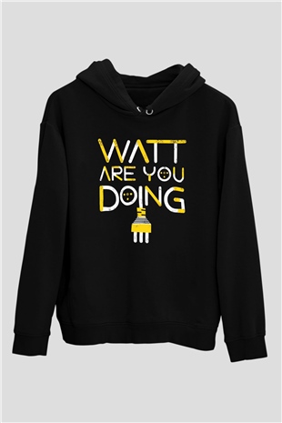 Elektrikçi Siyah Unisex Kapüşonlu Sweatshirt
