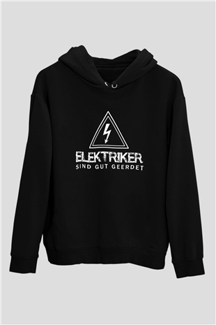 Elektrikçi Siyah Unisex Kapüşonlu Sweatshirt