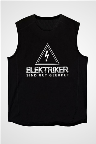 Elektrikçi Siyah Unisex Kolsuz Tişört