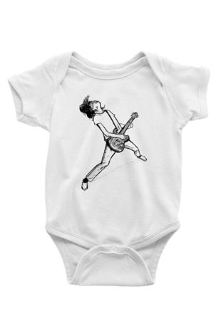 Elektro Gitar Baskılı Beyaz Unisex Bebek Body - Zıbın