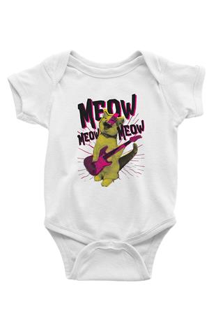 Elektro Gitar Baskılı Beyaz Unisex Bebek Body - Zıbın