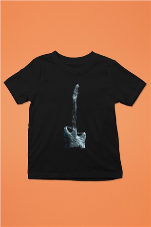 Elektro Gitar Baskılı Unisex Siyah Çocuk Tişört - Tshirt
