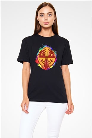 Elektro Gitar Baskılı Unisex Siyah Tişört - Tshirt