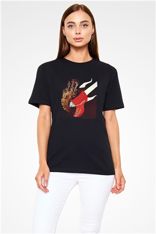 Elektro Gitar Baskılı Unisex Siyah Tişört - Tshirt