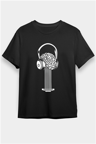 Elektro Gitar Baskılı Unisex Siyah Tişört - Tshirt