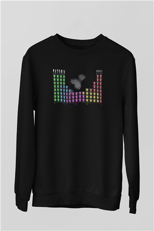 Elementler Baskılı Unisex Siyah  Sweatshirt