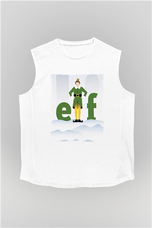 Elf Beyaz Unisex Kolsuz Tişört