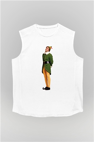 Elf Beyaz Unisex Kolsuz Tişört
