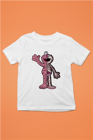 Elmo Half Skeleton Baskılı Unisex Beyaz Çocuk Tişört