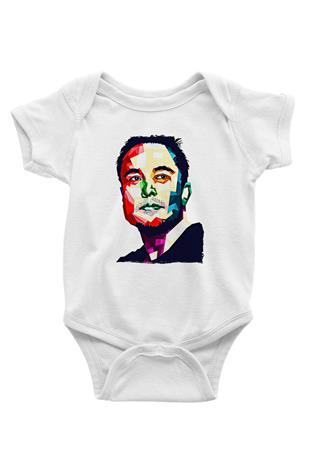 Elon Musk Baskılı Beyaz Unisex Bebek Body - Zıbın