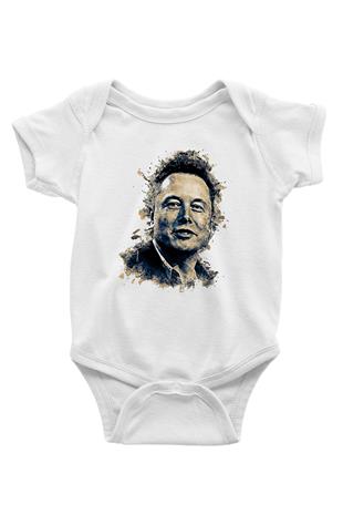 Elon Musk Baskılı Beyaz Unisex Bebek Body - Zıbın