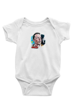 Elon Musk Baskılı Beyaz Unisex Bebek Body - Zıbın