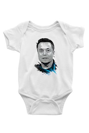 Elon Musk Baskılı Beyaz Unisex Bebek Body - Zıbın