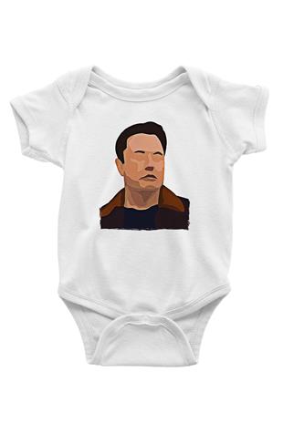 Elon Musk Baskılı Beyaz Unisex Bebek Body - Zıbın