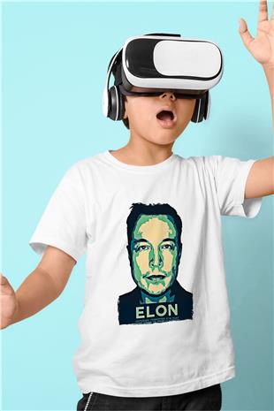 Elon Musk Baskılı Beyaz Unisex Beyaz Çocuk Tişört - Tshirt