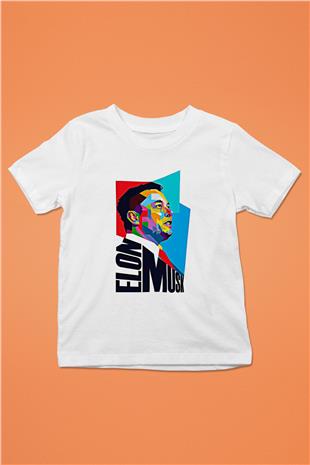 Elon Musk Baskılı Beyaz Unisex Beyaz Çocuk Tişört - Tshirt