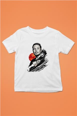 Elon Musk Baskılı Beyaz Unisex Beyaz Çocuk Tişört - Tshirt