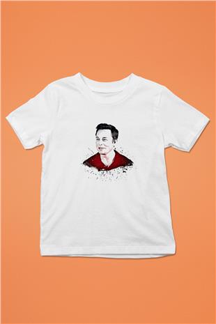 Elon Musk Baskılı Beyaz Unisex Beyaz Çocuk Tişört - Tshirt