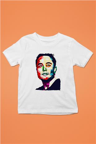 Elon Musk Baskılı Beyaz Unisex Beyaz Çocuk Tişört - Tshirt
