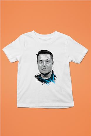 Elon Musk Baskılı Beyaz Unisex Beyaz Çocuk Tişört - Tshirt