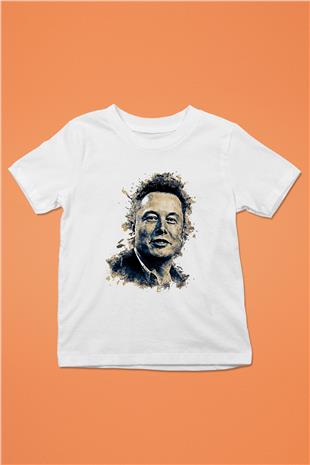 Elon Musk Baskılı Beyaz Unisex Beyaz Çocuk Tişört - Tshirt