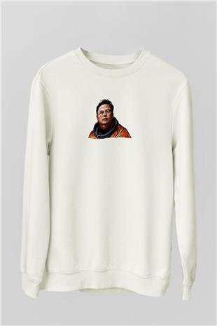 Elon Musk Baskılı Beyaz Unisex Sweatshirt