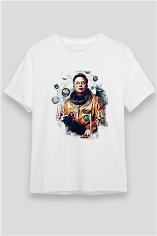 Elon Musk Baskılı Unisex Beyaz Tişört - Tshirt