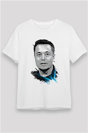 Elon Musk Baskılı Unisex Beyaz Tişört - Tshirt