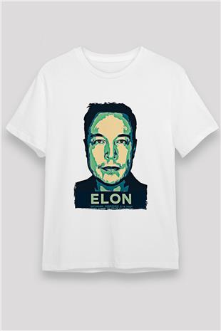 Elon Musk Baskılı Unisex Beyaz Tişört - Tshirt