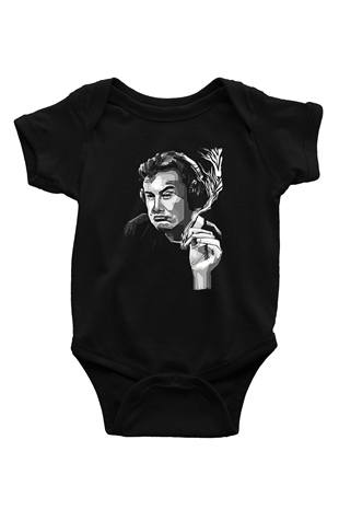 Elon Musk Baskılı Unisex Siyah Bebek Body - Zıbın