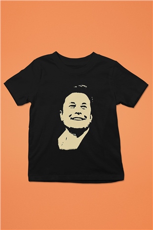 Elon Musk Baskılı Unisex Siyah Çocuk Tişört - Tshirt