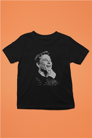 Elon Musk Baskılı Unisex Siyah Çocuk Tişört - Tshirt