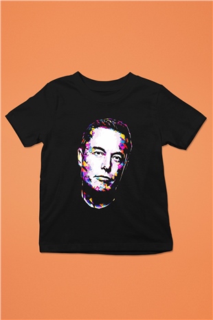 Elon Musk Baskılı Unisex Siyah Çocuk Tişört - Tshirt