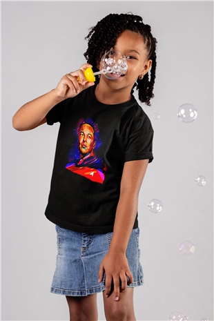 Elon Musk Baskılı Unisex Siyah Çocuk Tişört - Tshirt