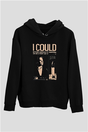 Elon Musk Baskılı Unisex Siyah Kapüşonlu Sweatshirt