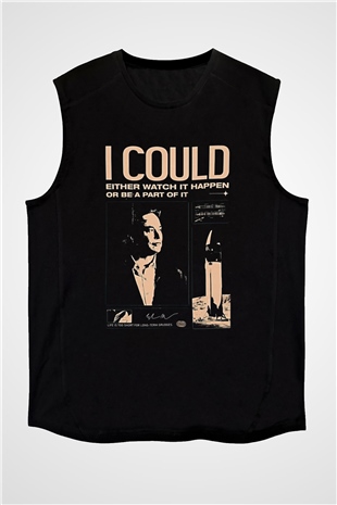 Elon Musk Baskılı Unisex Siyah Kolsuz Tişört - Tshirt