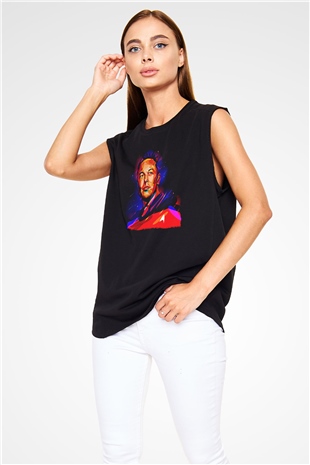 Elon Musk Baskılı Unisex Siyah Kolsuz Tişört - Tshirt