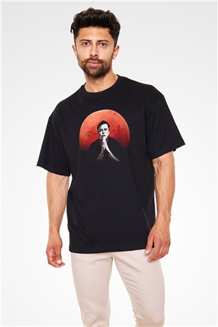 Elon Musk Baskılı Unisex Siyah Oversize Tişört - Tshirt