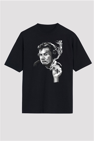 Elon Musk Baskılı Unisex Siyah Oversize Tişört - Tshirt